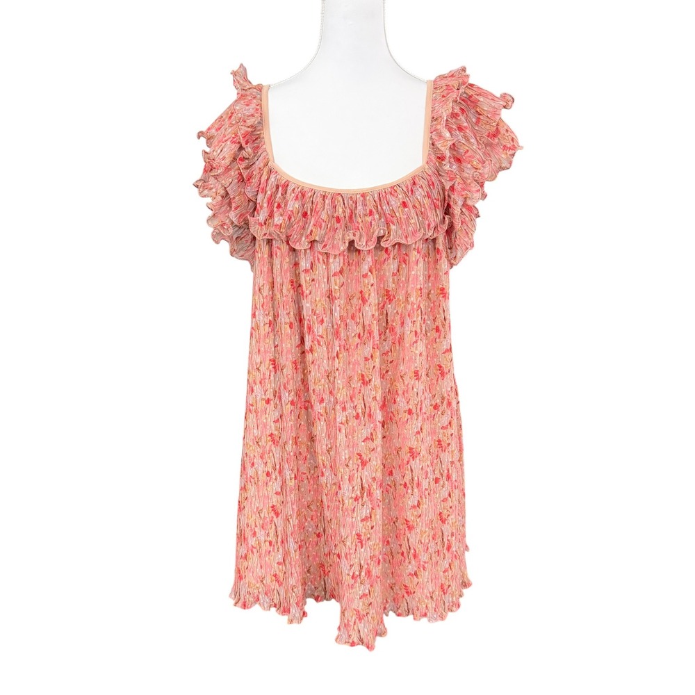 Let Me Be Anthropologie Ruffled Mini Dress XS Coquette Babydoll Soft Girl Summer